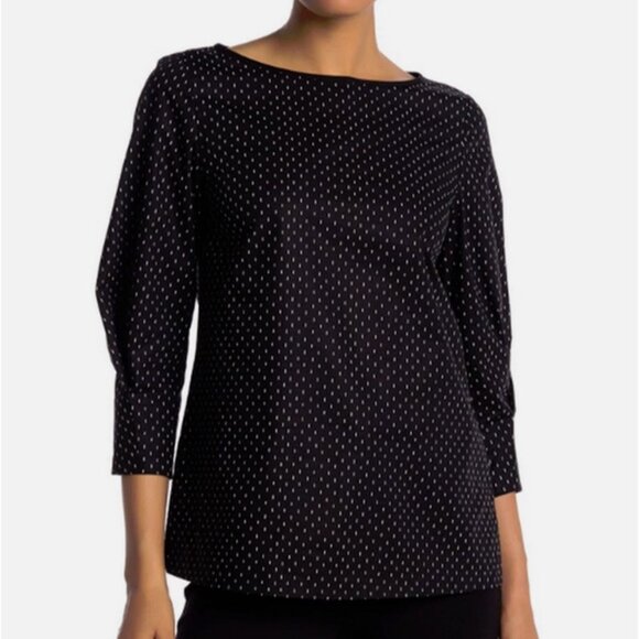 Lafayette 148 NY Caddie Blouse Black Multi Shirt Size 2 - Picture 1 of 6